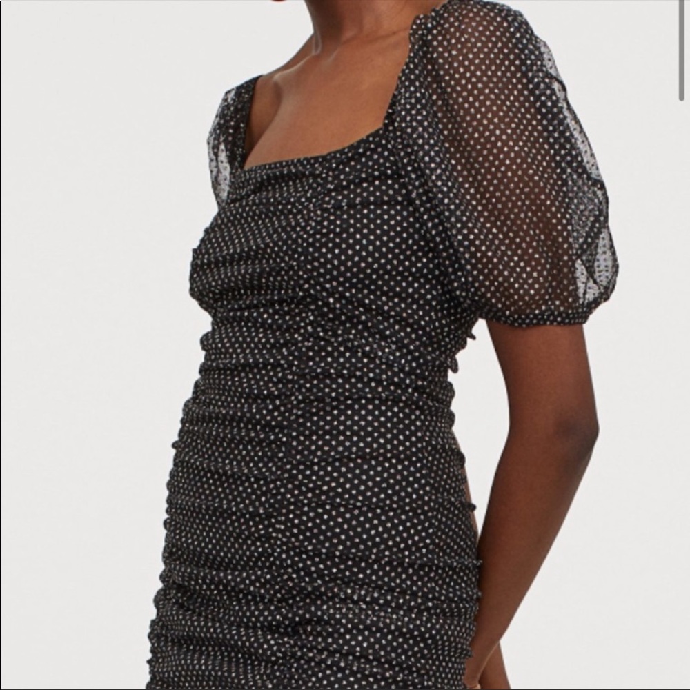 mini dress with sparkly multicolor polka dots